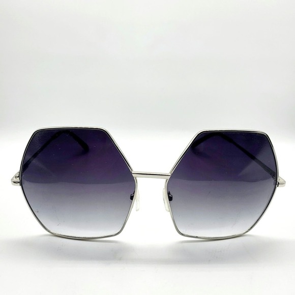 Octagonal Silver Framed Gradient Lenses Sunglasses - Picture 1 of 6